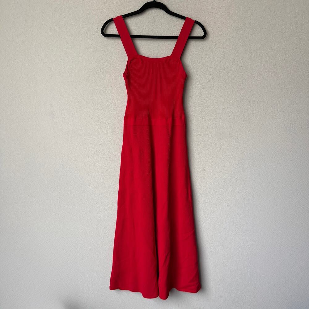 Banana Republic Red Ribbed Knit A-Line Midi Dress Size S - Picture 2 of 6